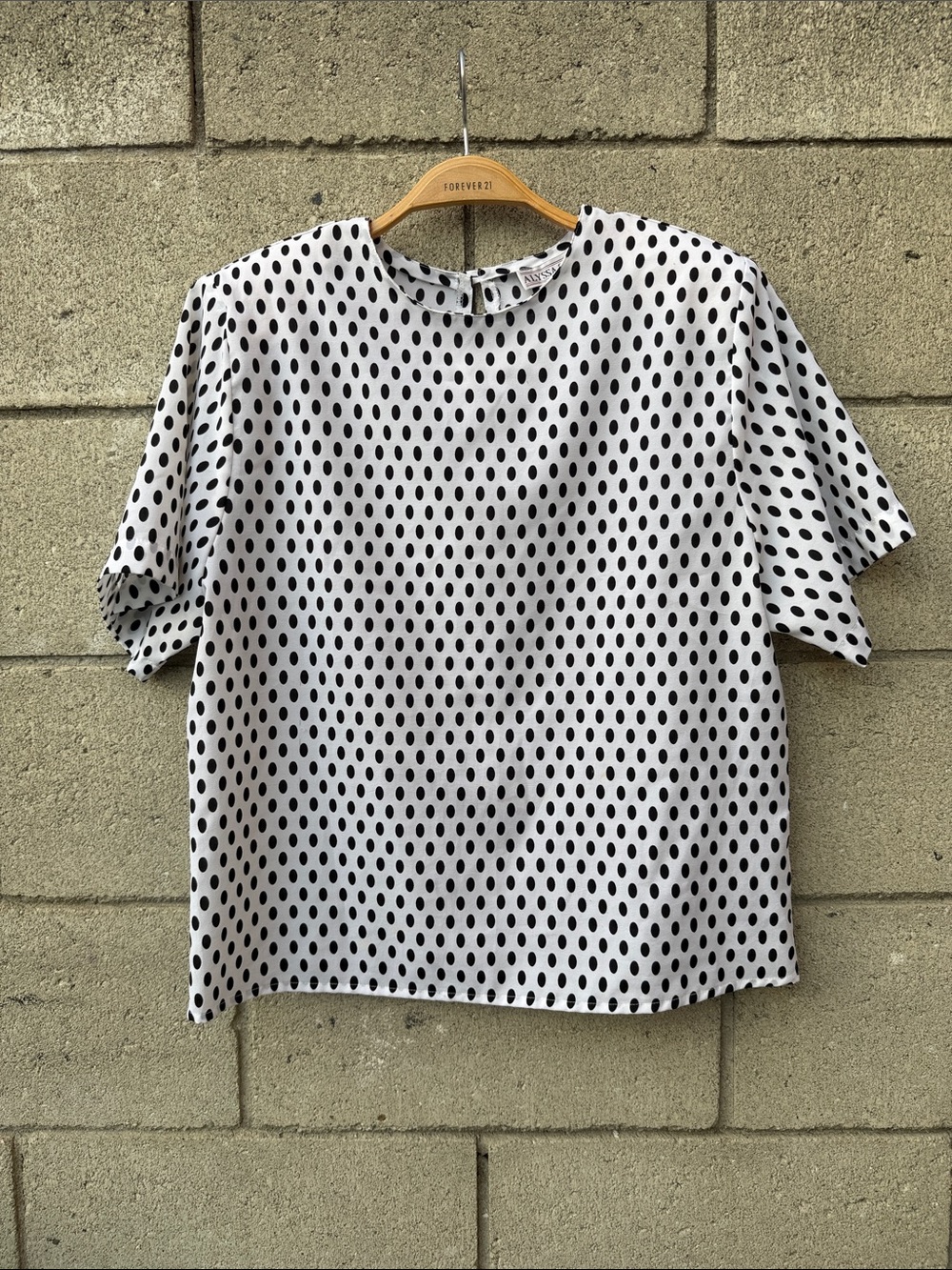 Black and White Polka Dot Short Sleeve Blouse
